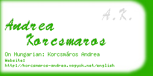 andrea korcsmaros business card